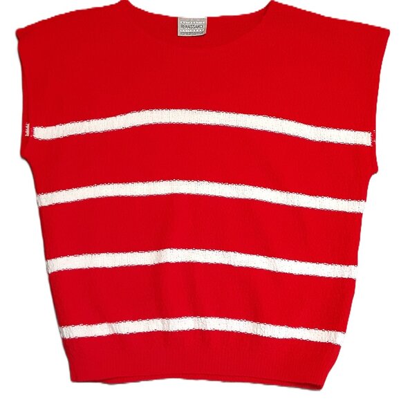 Renaissance Woman's Sweater Size 1x, Red/White, Vintage, Sleeveless - Picture 1 of 7